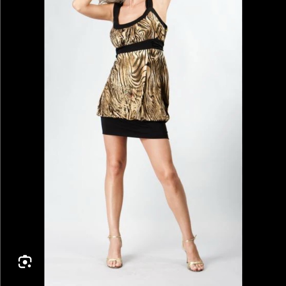 ED HARDY BALLA TIGER MINI DRESS w RHINESTONES in SMALL